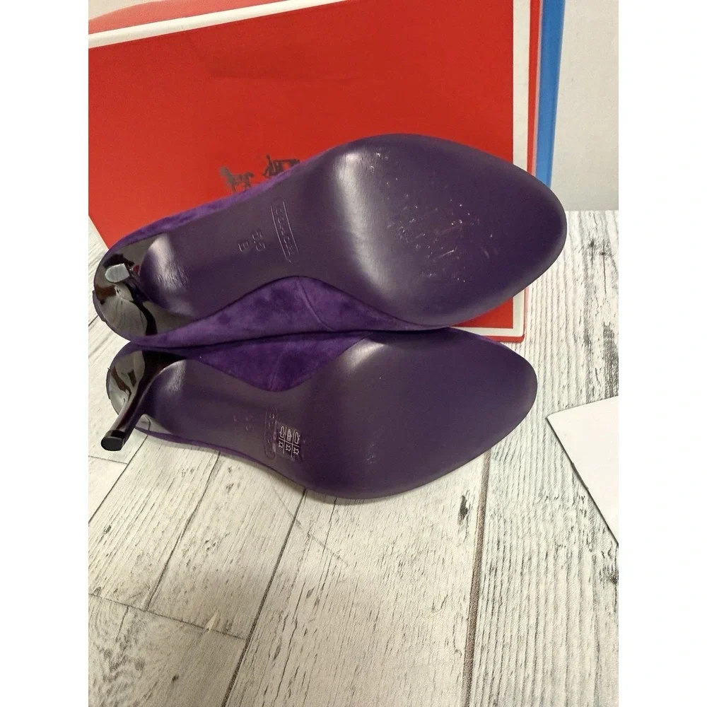 Coach Nala Size 5.5B Womens Purple Stiletto Heels Kid Suede Leather Deep Plum
